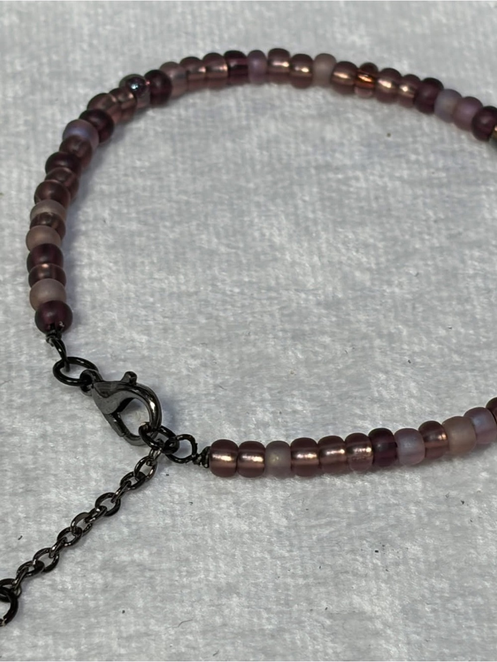 Delicate Purple Glass Bead Bracelet with Adjustable Chain